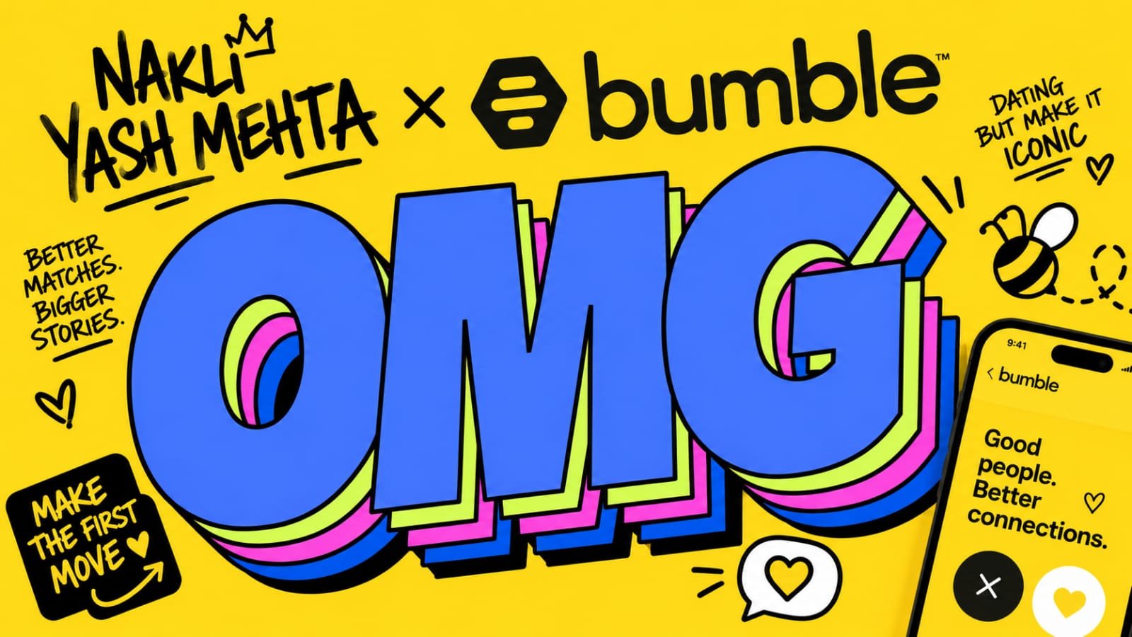 Nakli Yash Mehta x Bumble spoof ad still