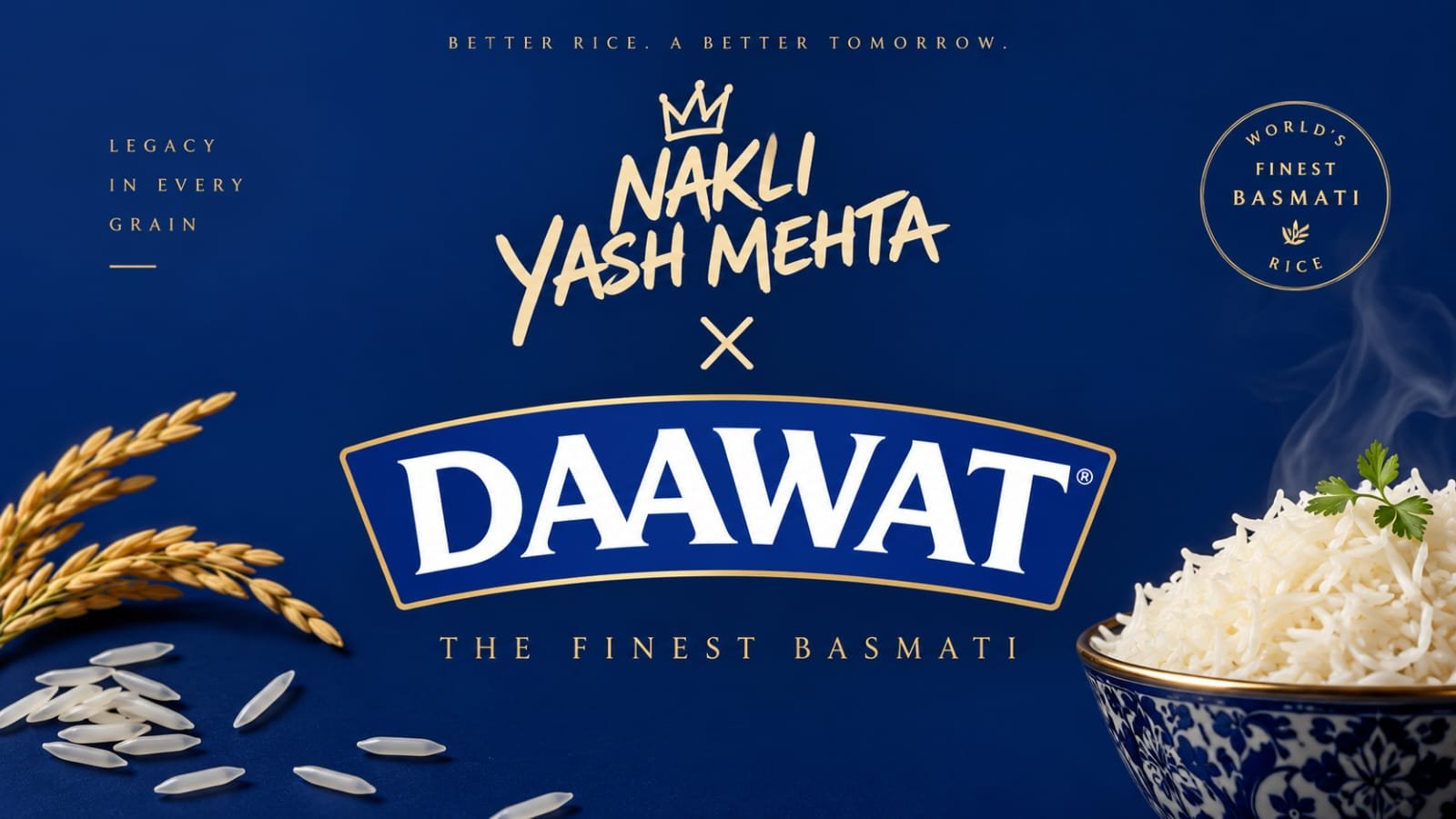 Nakli Yash Mehta x Daawat spoof ad still